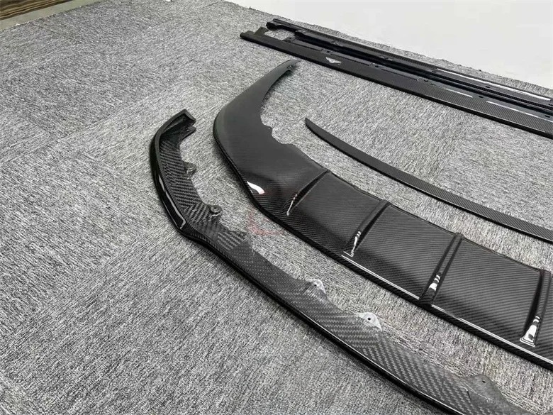 For  Flying Spur 2020-2024 Upgrade W12 Style Dry Carbon Fiber Front Lip Side Skirts Rear Diffuser Rear Spoiler Body Kit